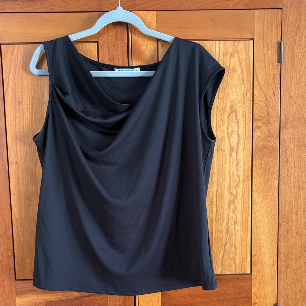 Grace Karin Black Draped Women's Blouse